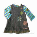 Children's Suit with 180gsm Cotton Y/D Jersey Top and 100% Cotton Denim Skirt, Garment Wash